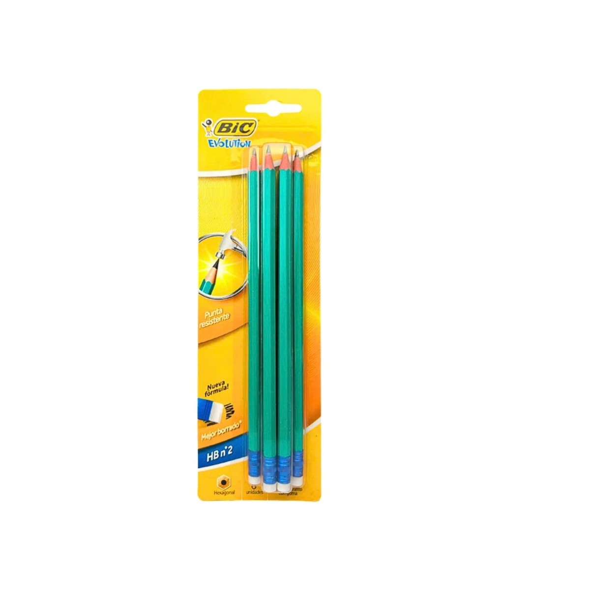 Lápiz Bic Evolution Hb 2 Con Goma 6 Unidades Trazo Negro