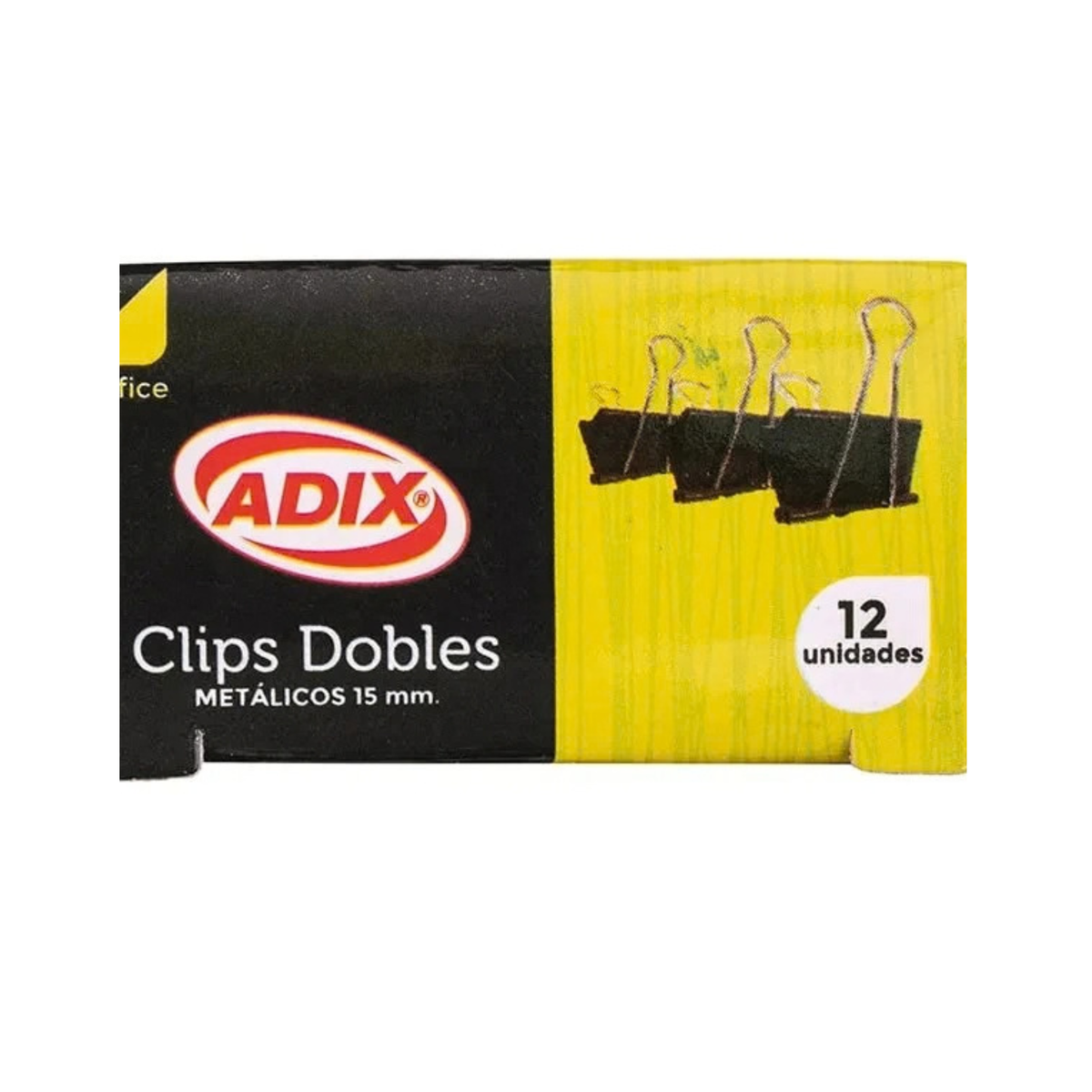 Clip Doble Negro 15mm Adix, Pack 12 Unidades