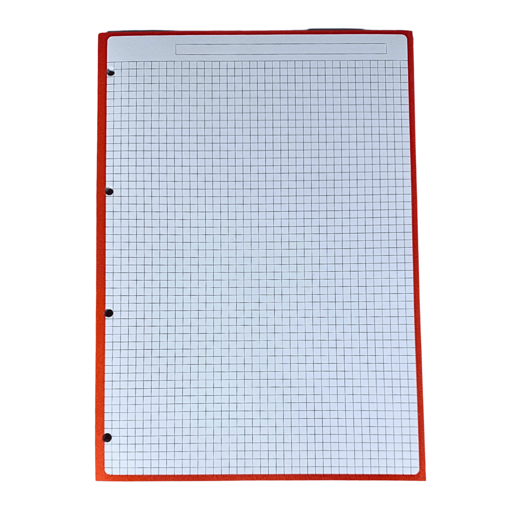 Hojas de Recambio A4 Borde Naranja Cuadrícula 5mm – 100gr, Pack de 60 Hojas