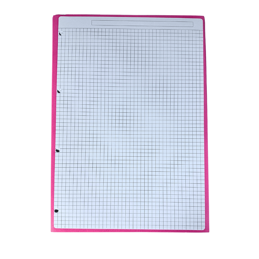 Hojas de Recambio A4 Borde Rosado Cuadrícula 5mm – 100gr, Pack de 60 Hojas