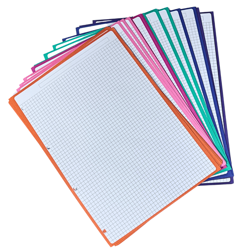 Hojas de Recambio A4 Borde Surtido Cuadrícula 5mm – 100gr, Pack de 60 Hojas