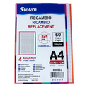 Hojas de Recambio A4 Borde Surtido Cuadrícula 5mm – 100gr, Pack de 60 Hojas
