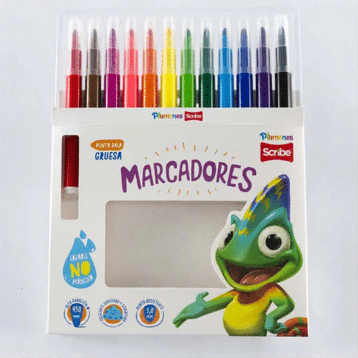 Marcadores Punta Gruesa Scribe x 12 Unidades, Plumones Escolares