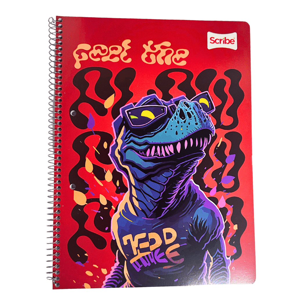 Cuaderno Universitario Scribe Dinosaurio 7mm x 100 Hojas Prepicadas y Orificio