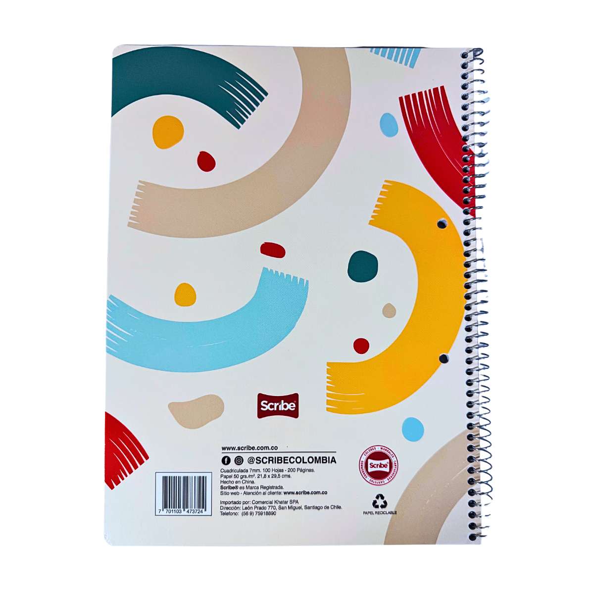 Cuaderno Universitario Scribe 7mm x 100 Hojas Prepicadas y Orificio