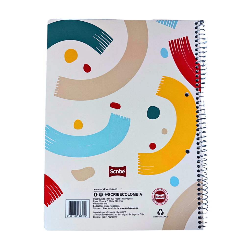 Cuaderno Universitario Scribe Azul 7mm x 100 Hojas Prepicadas y Orificio