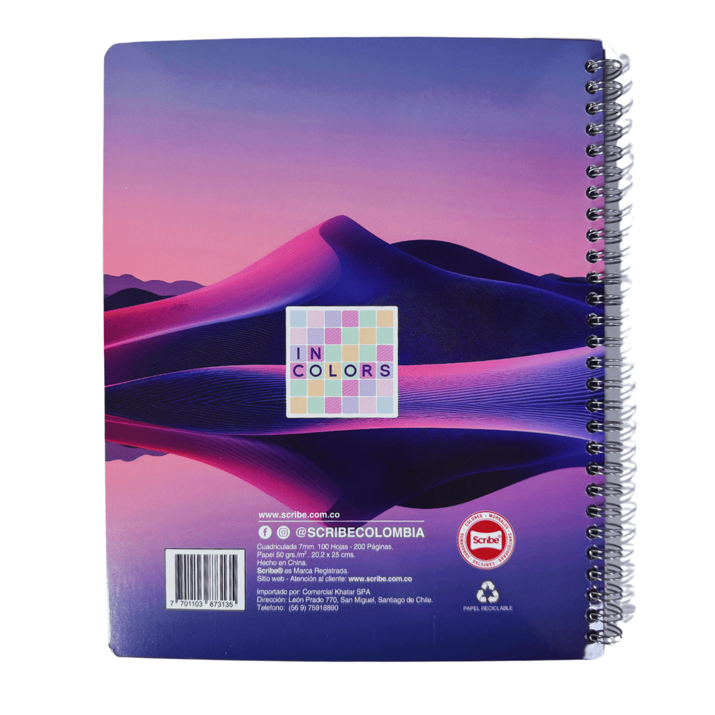 Cuaderno Universitario Scribe Incolors Lover 7mm x 100 Hojas