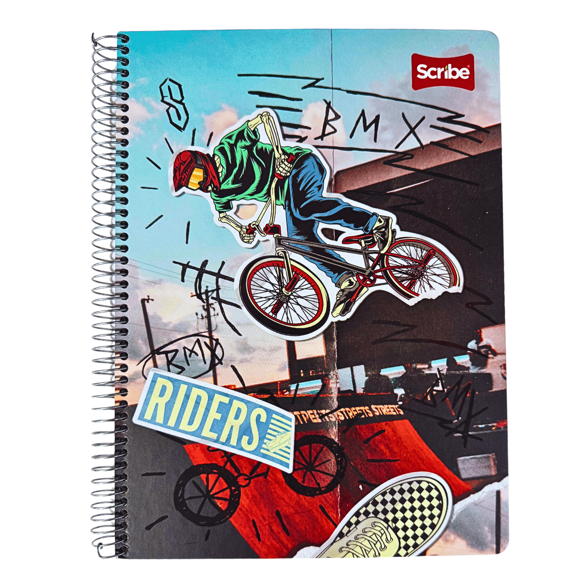 Cuaderno Universitario Tapa Dura Riders, Grande 7mm x 120 Hojas Scribe