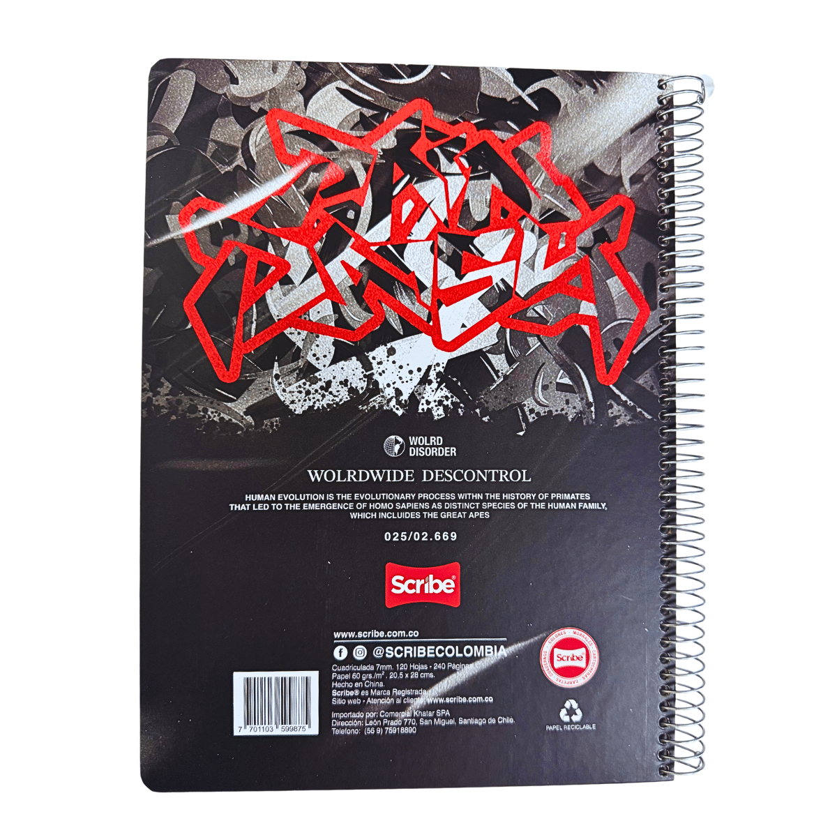 Cuaderno Universitario Tapa Dura Figuras, Grande 7mm x 120 Hojas Scribe