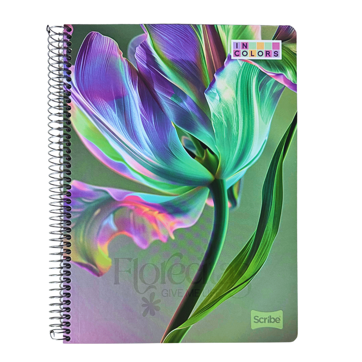 Cuaderno Universitario Tapa Dura Tulipanes, Grande 7mm x 120 Hojas Scribe