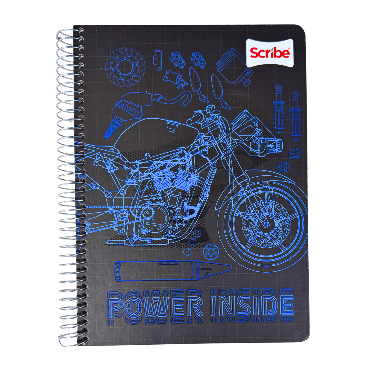 Cuaderno Universitario Tapa dura Motocicleta, Mediano 7mm x 120 Hojas Scribe