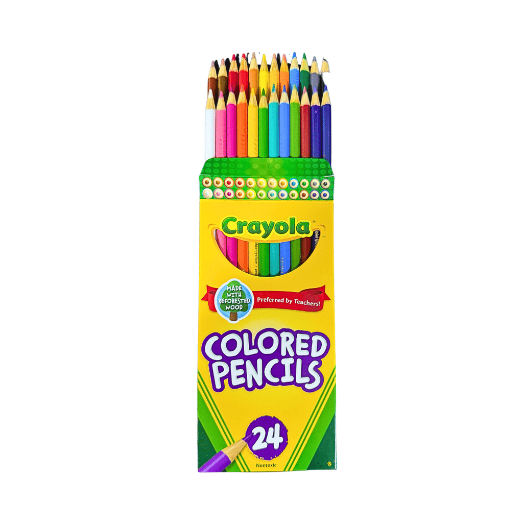 Lápices de Colores Largos Crayola x 24 – No Tóxicos, Resistentes y Preafilados