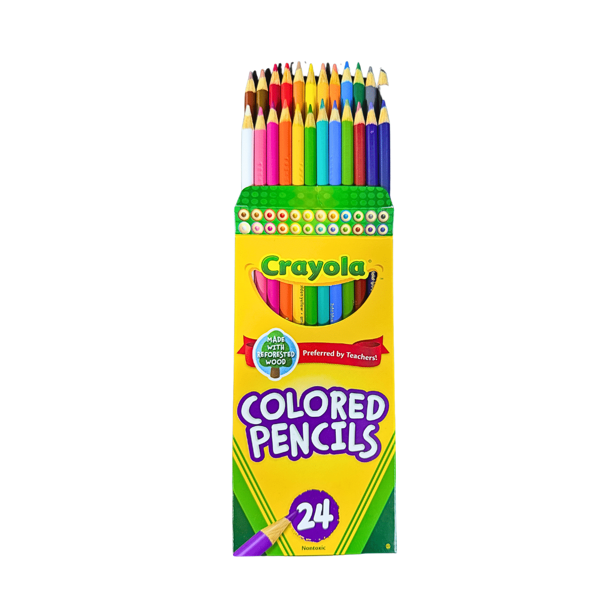 Lápices de Colores Largos Crayola x 24 – No Tóxicos, Resistentes y Preafilados