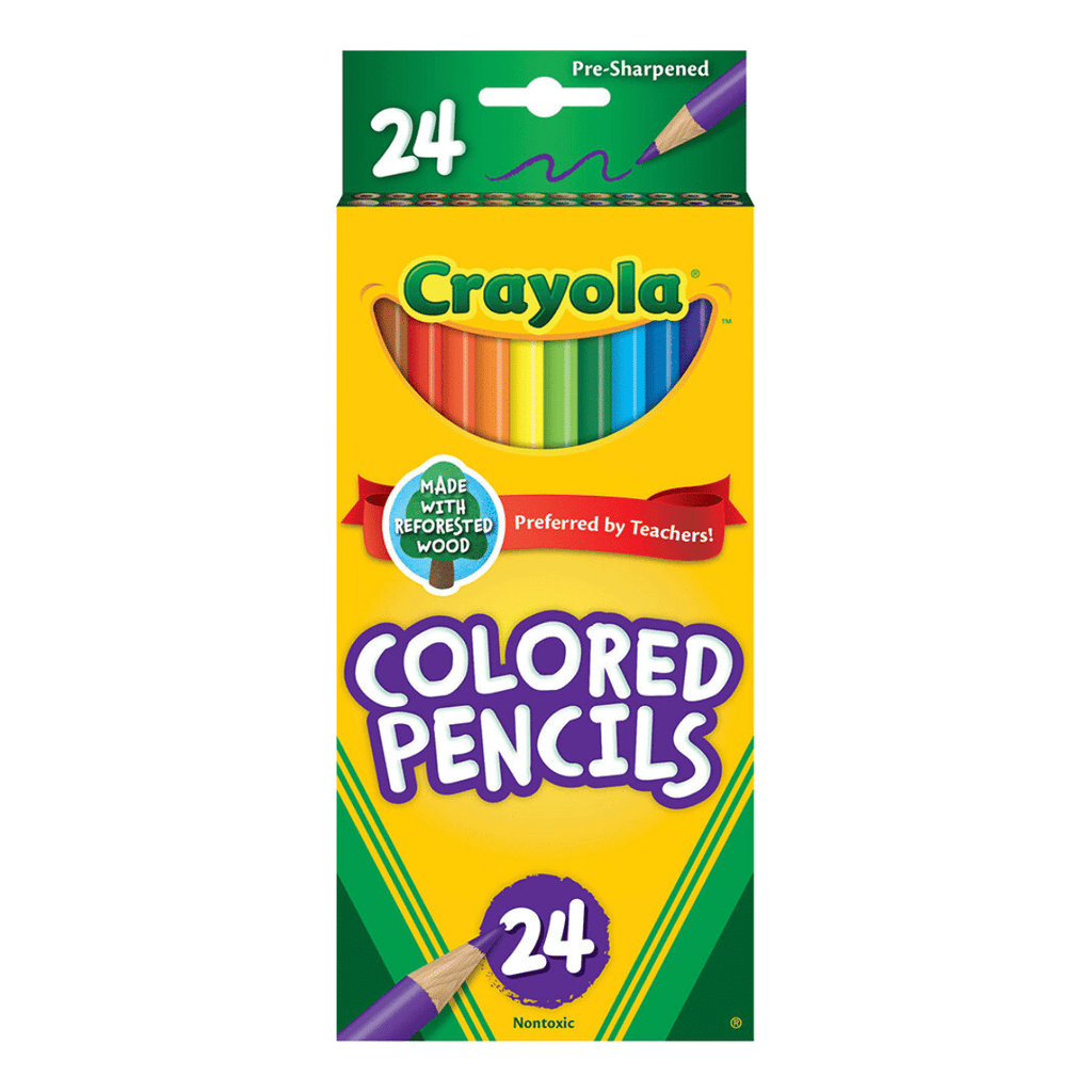 Lápices de Colores Largos Crayola x 24 – No Tóxicos, Resistentes y Preafilados