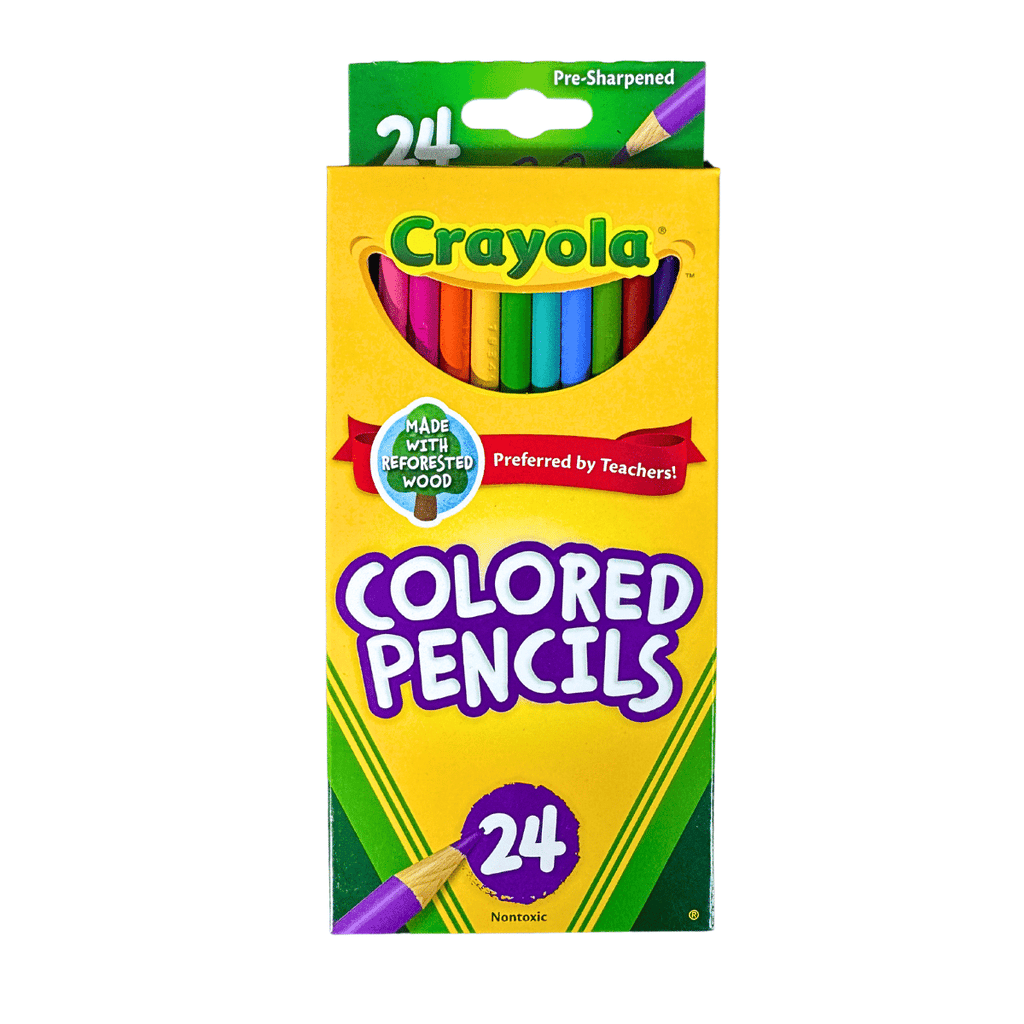 Lápices de Colores Largos Crayola x 24 – No Tóxicos, Resistentes y Preafilados