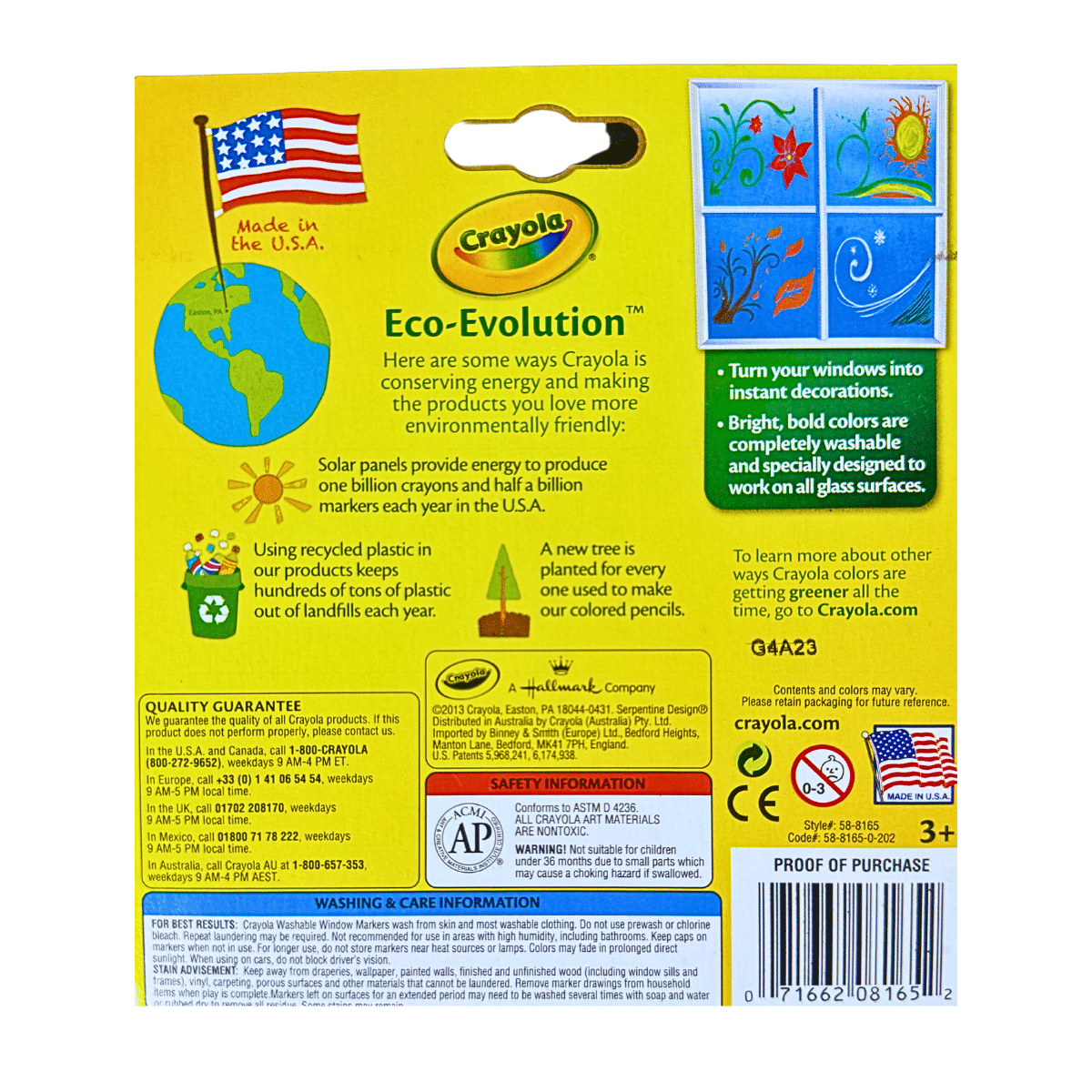 Marcadores Lavables para Ventanas Crayola – Set de 8, Removibles y No Tóxicos