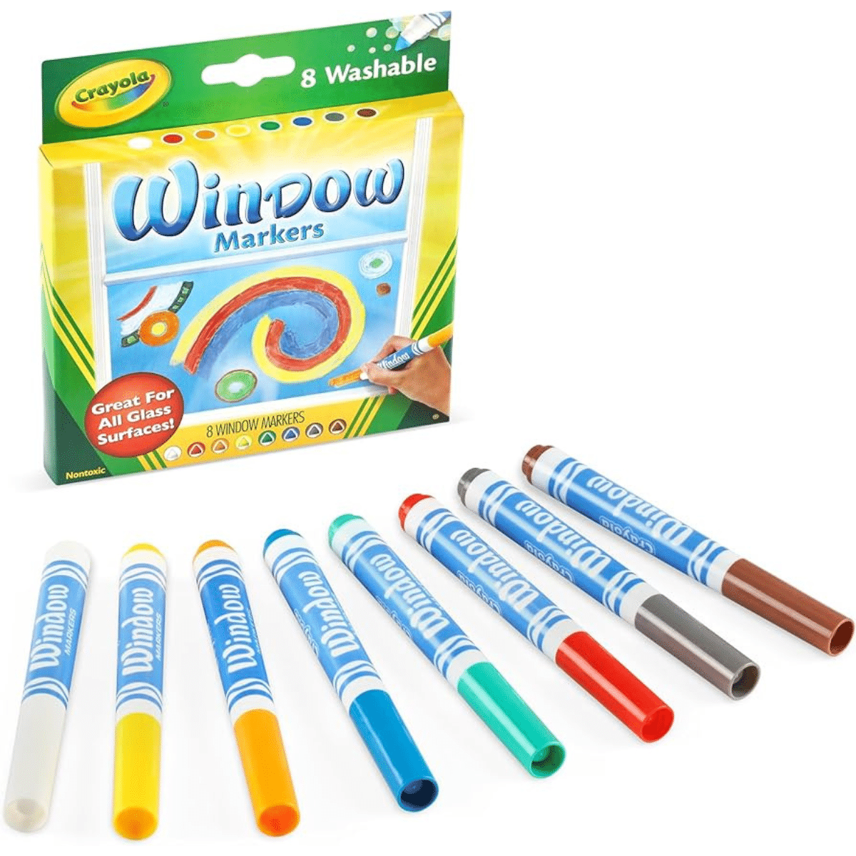 Marcadores Lavables para Ventanas Crayola – Set de 8, Removibles y No Tóxicos