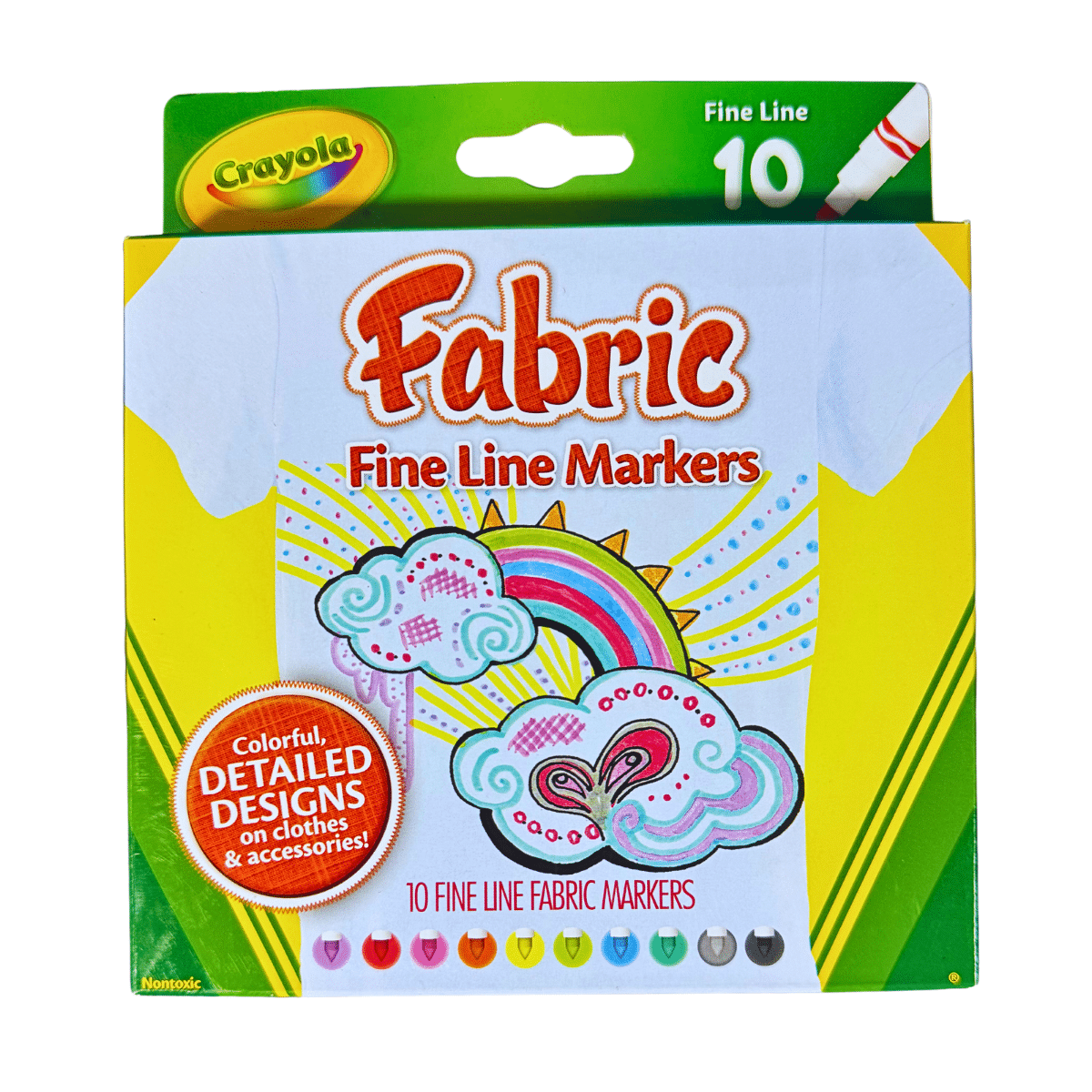 Marcadores para Tela Crayola x10 – Plumones Permanentes de Trazo Fino