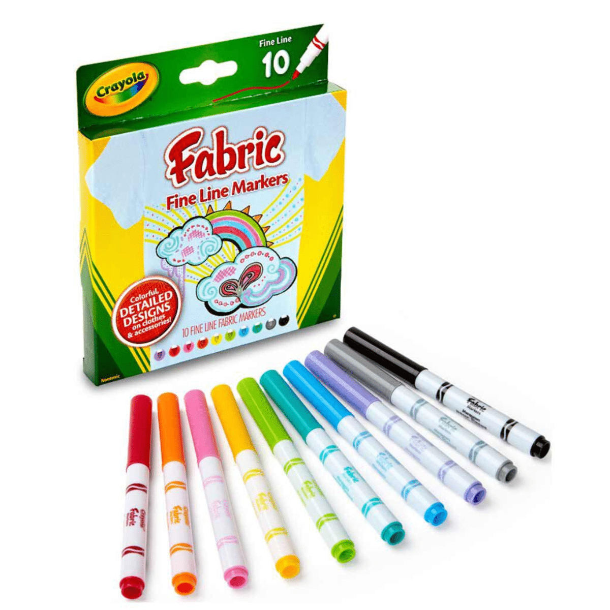 Marcadores para Tela Crayola x10 – Plumones Permanentes de Trazo Fino