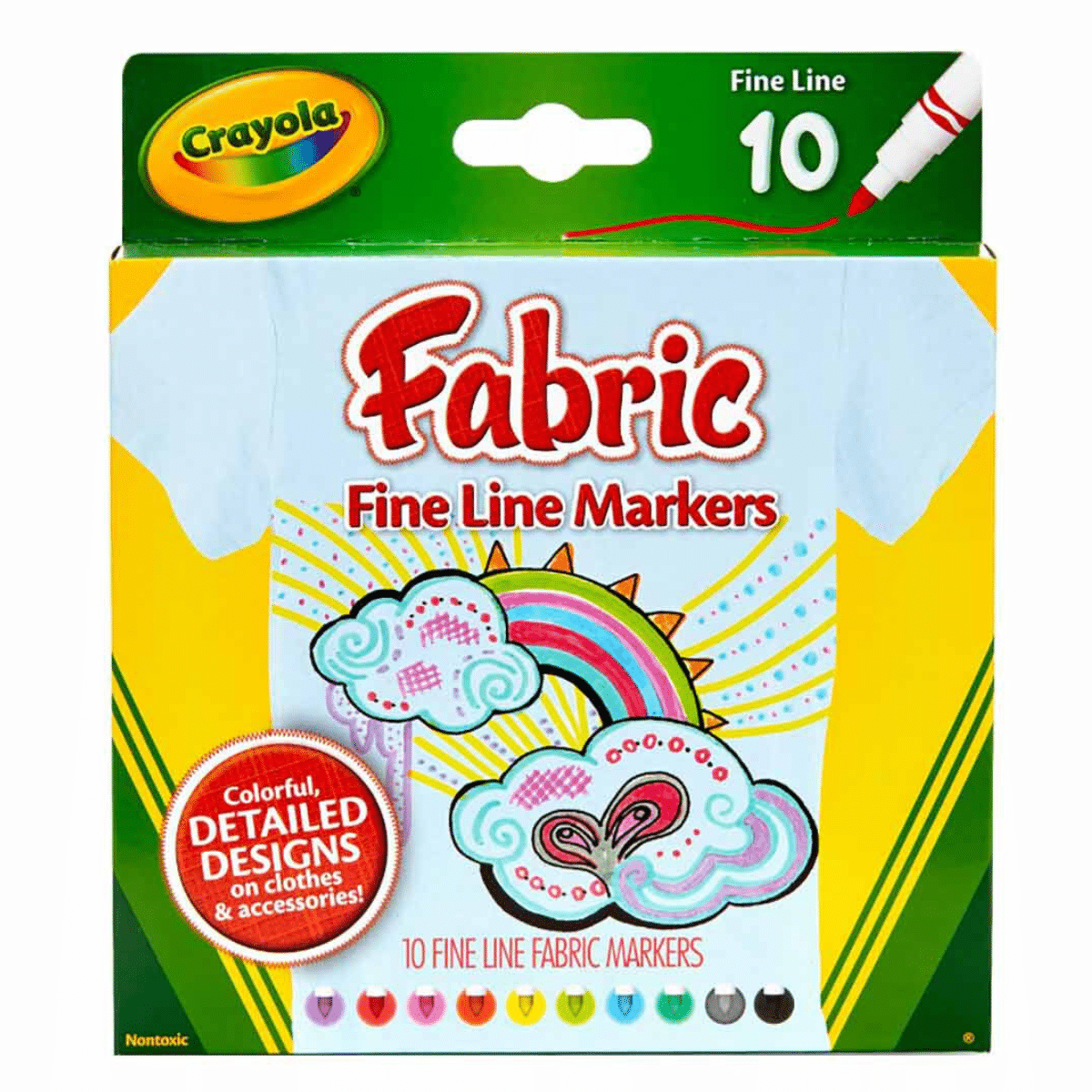 Marcadores para Tela Crayola x10 – Plumones Permanentes de Trazo Fino