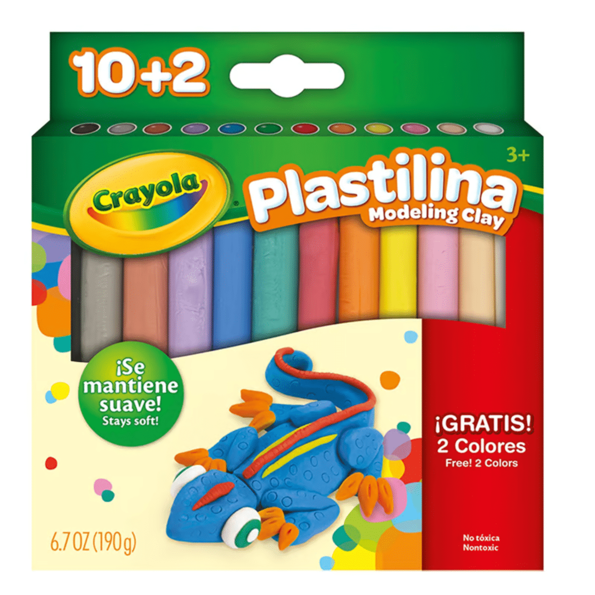 Plastilina Crayola x 12 Colores – No Tóxica, Suave y Moldeable