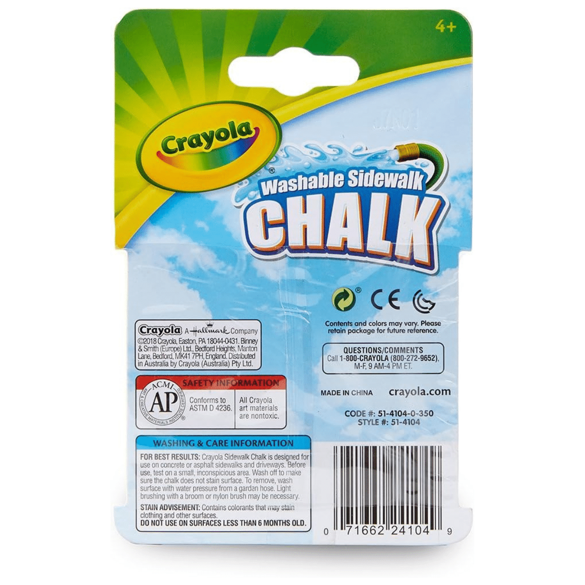 Tizas de Colores Crayola 4 Und – No Tóxico para Niños