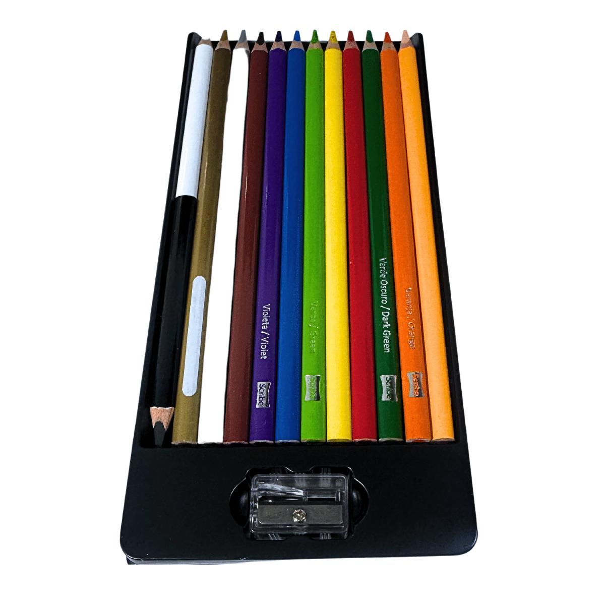 Lápices de Colores Scribe Unipunta x 12 Unidades, (13 Colores) + Sacapuntas