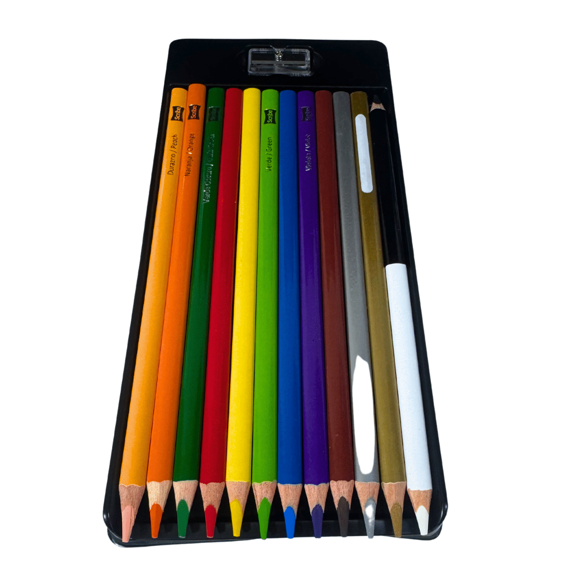 Lápices de Colores Scribe Unipunta x 12 Unidades, (13 Colores) + Sacapuntas