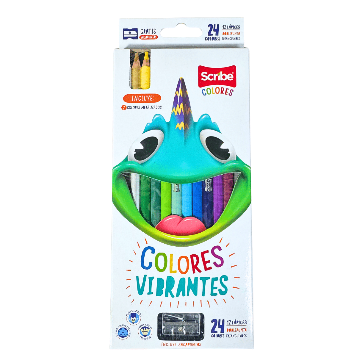 Lápices de Colores Scribe Doble Punta x 12 Unidades (24 Colores)