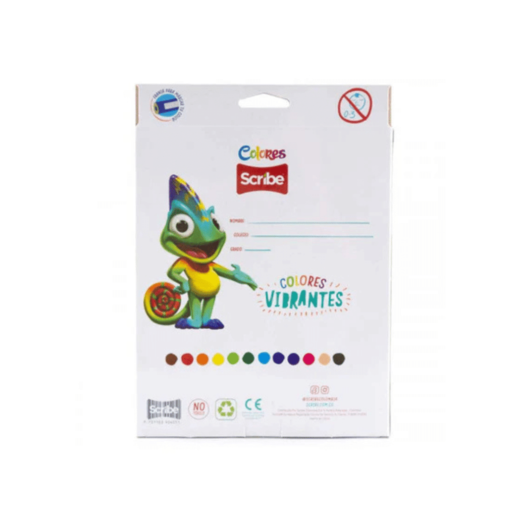 Lápices De Colores Jumbo Scribe Triangular 12 Und + Sacapunta