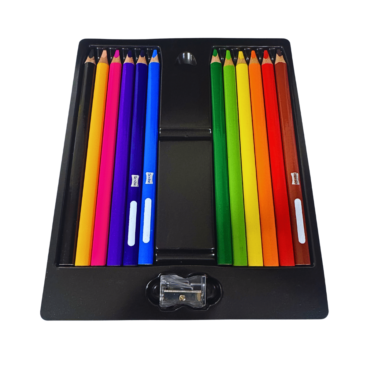Lápices De Colores Jumbo Scribe Triangular 12 Und + Sacapunta