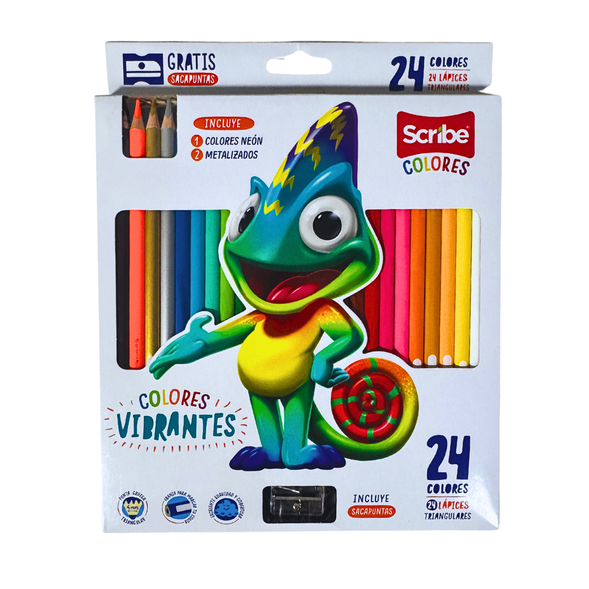 Lápices de Colores Scribe Unipunta, Triangulares, Caja x 24 Unidades