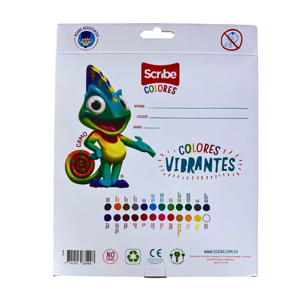 Lápices de Colores Scribe Unipunta, Triangulares, Caja x 24 Unidades