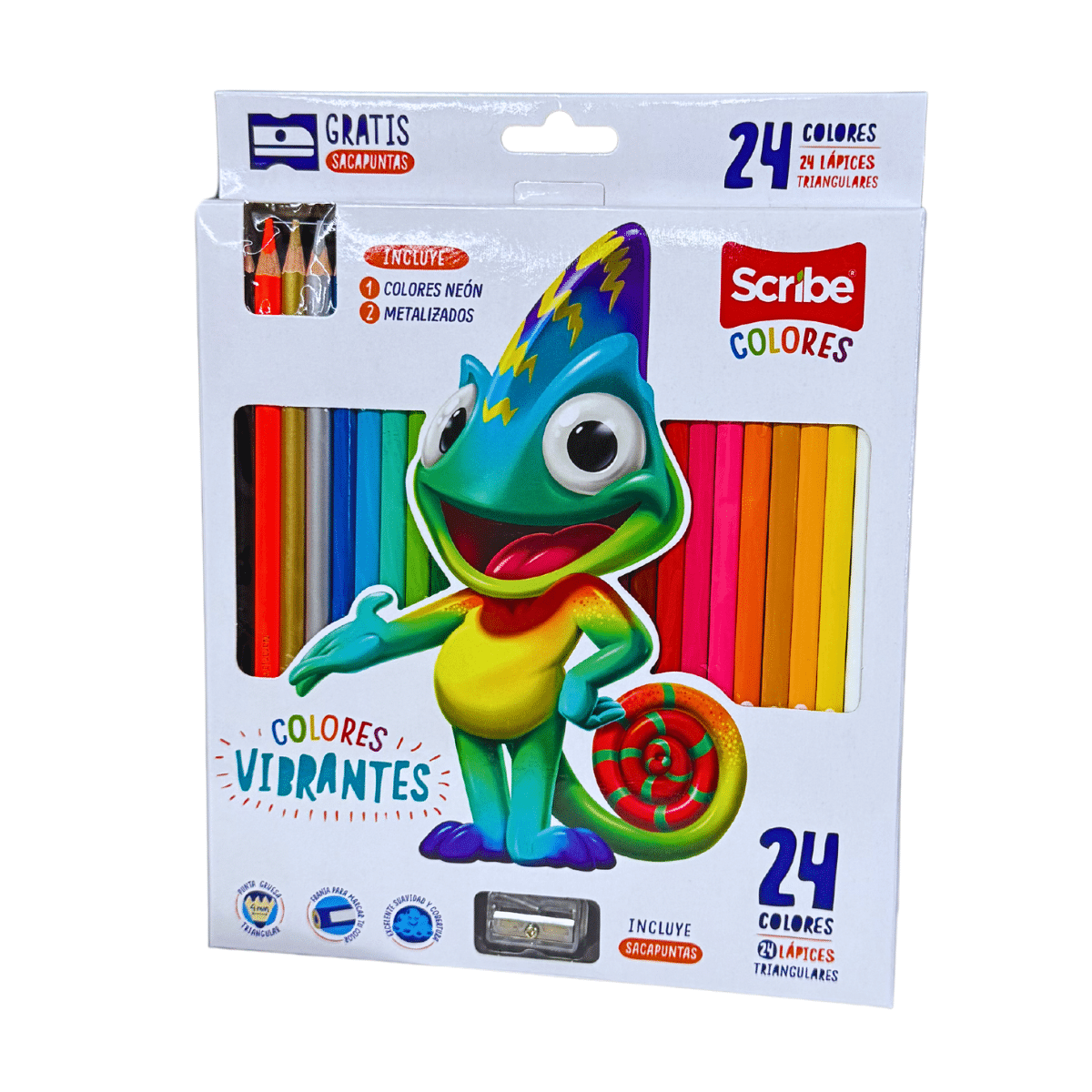 Lápices de Colores Scribe Unipunta, Triangulares, Caja x 24 Unidades