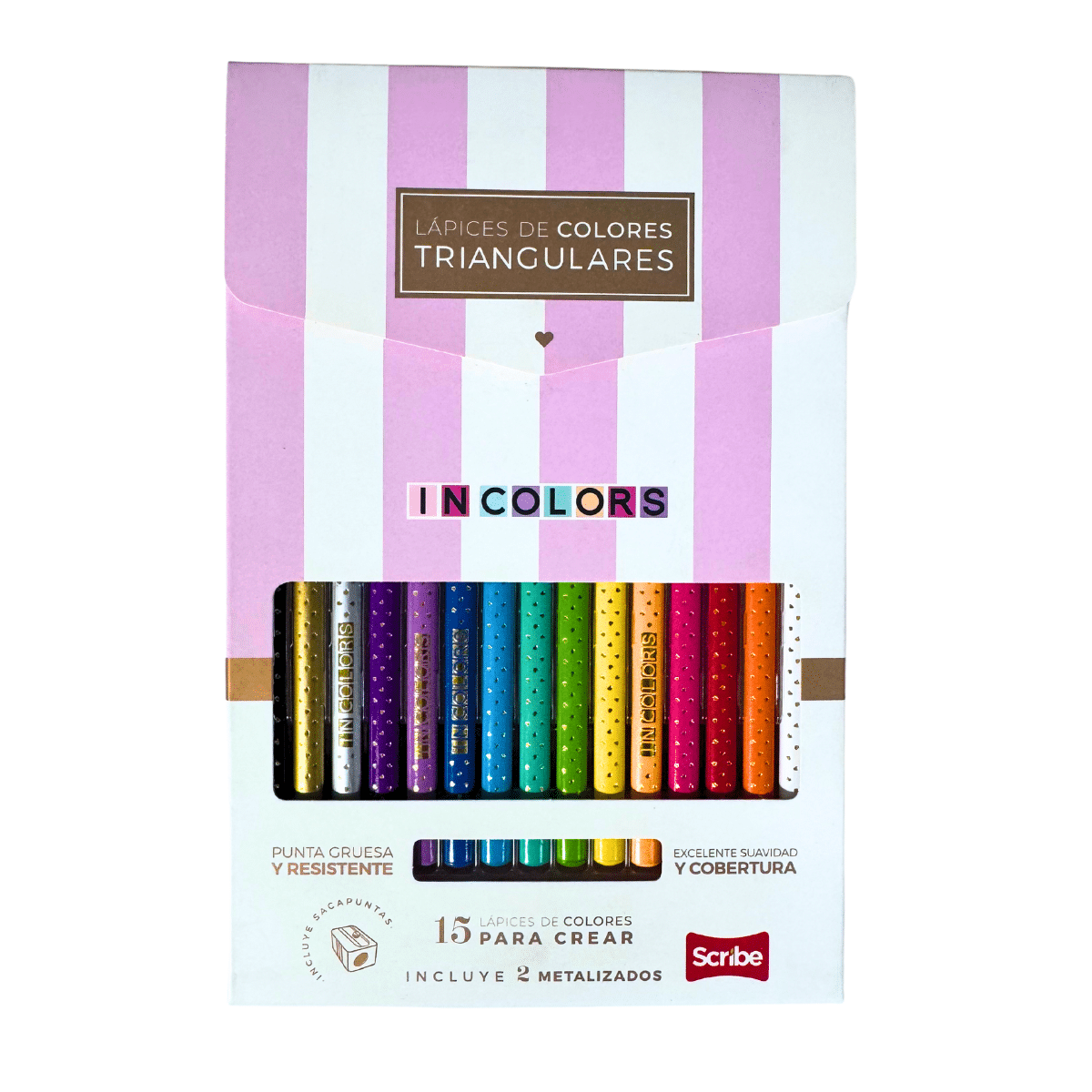Lápices de Colores Incolors Scribe x 15 Unidades, Unipunta, Colores Vibrantes