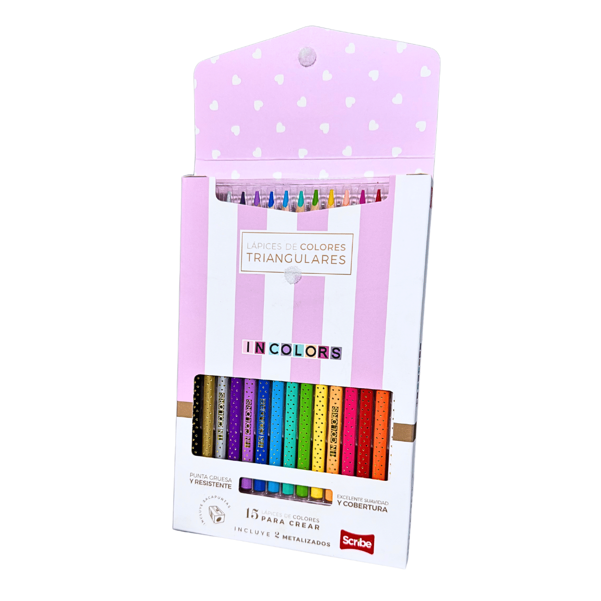 Lápices de Colores Incolors Scribe x 15 Unidades, Unipunta, Colores Vibrantes