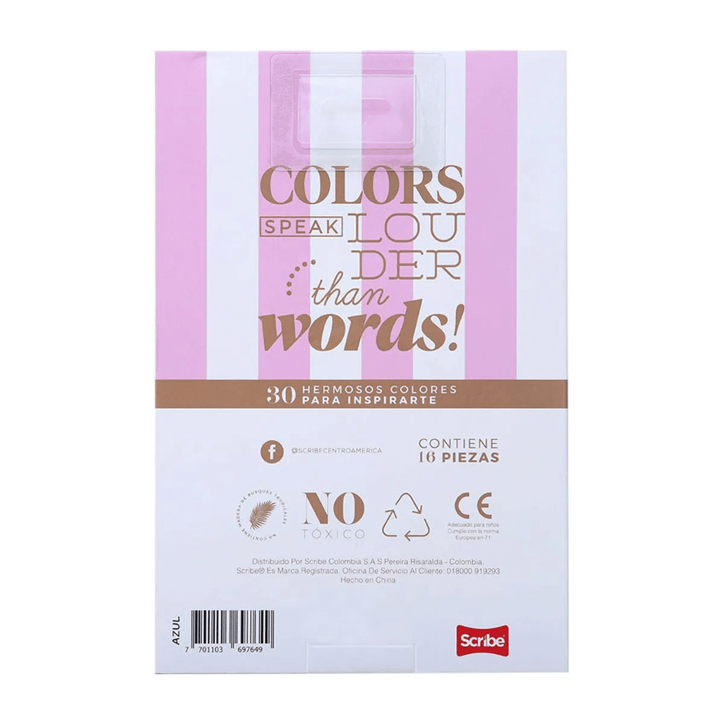 Lápices de Colores Incolors Doble Punta Scribe x 15 Unidades, Calidad Premium