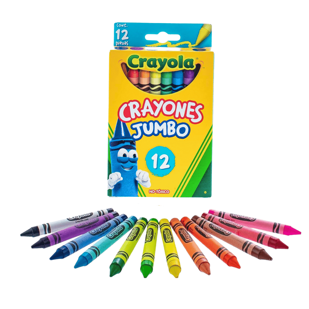 Crayones de Cera Crayola Jumbo – 12 Colores, No Tóxicos, Uso Escolar