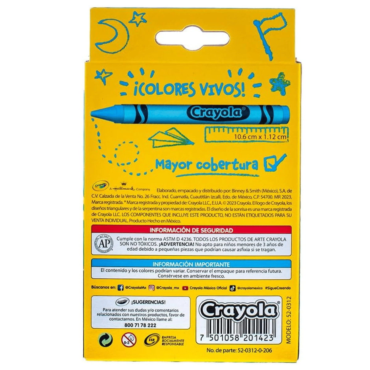Crayones de Cera Crayola Jumbo – 12 Colores, No Tóxicos, Uso Escolar