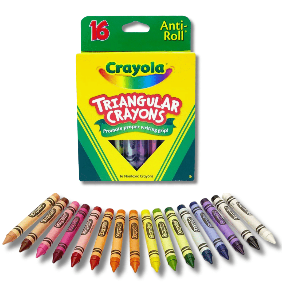 Crayones de Cera Crayola Triangulares – 16 Colores, Fáciles de Agarrar, No Tóxicos