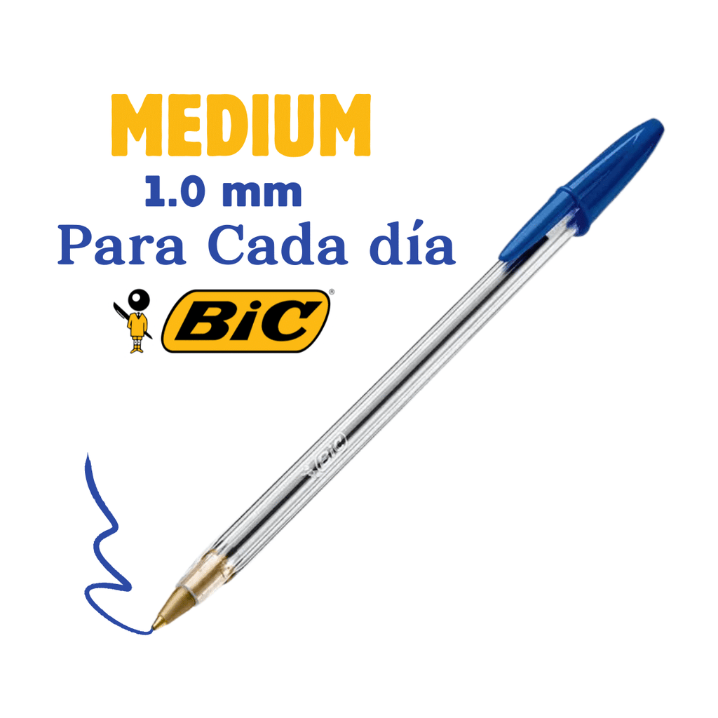 Lápices Pasta Bic Azul x 50 Unidades Cristal 1.0mm Punta Metálica Media