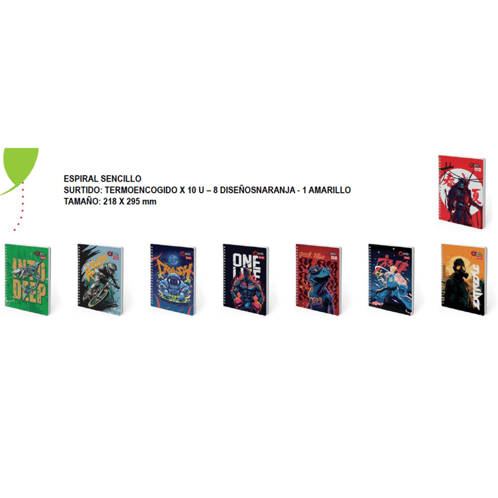 Pack 10 Cuadernos Univ. Hombre 7mm x 100 Hojas Prepicada y Con Orificio