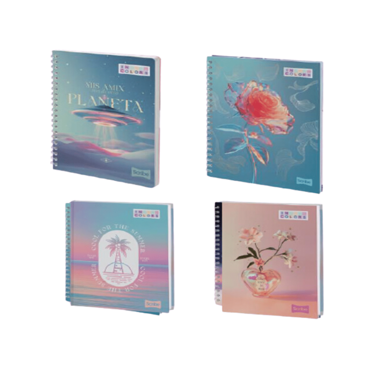 Pack 10 Cuadernos Universitarios 7 MM x 100 Hojas Diseño Femenino Surtido