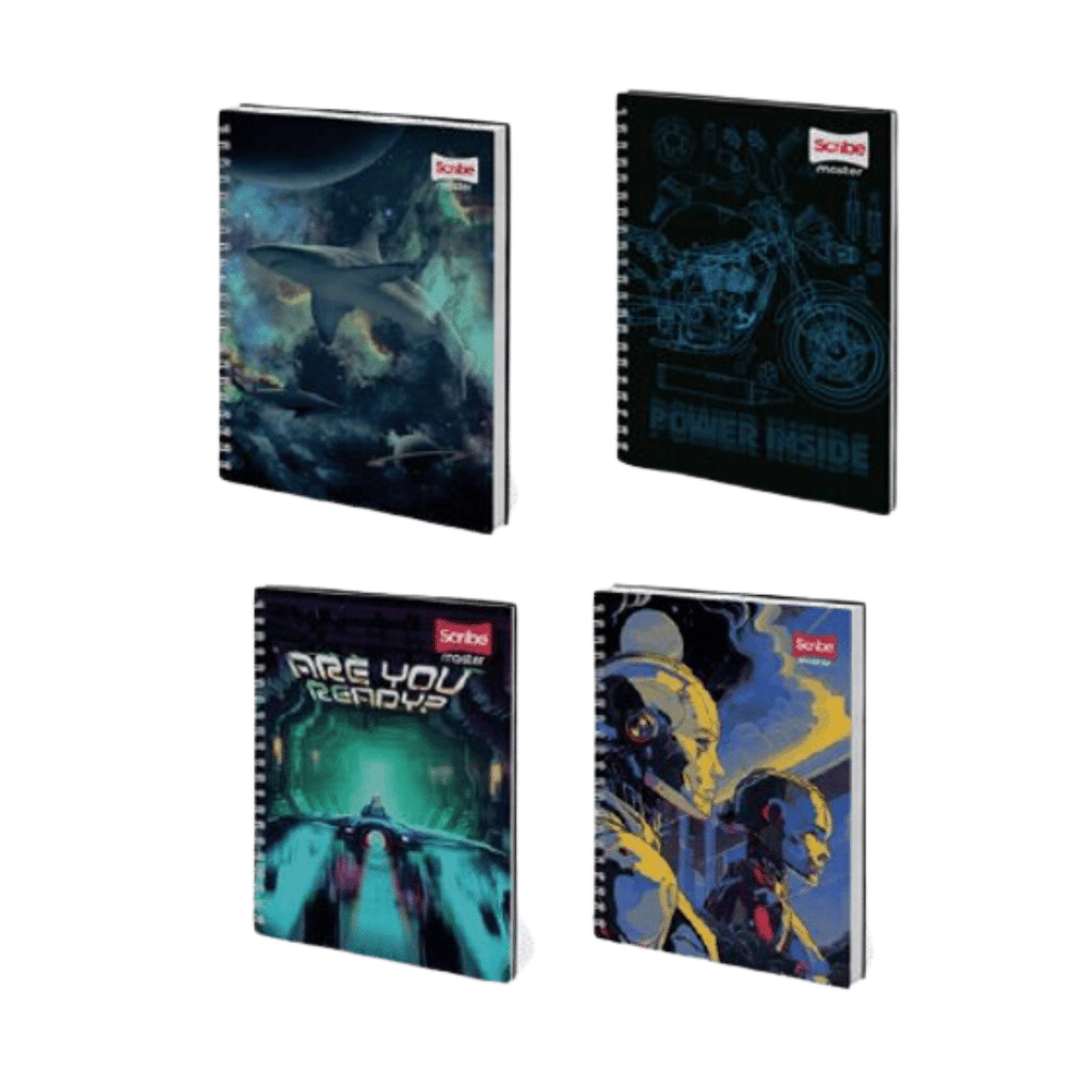 Pack 4 Cuadernos Universitario Tapa Dura Mediano Hombre Scribe 7mmx120 Hojas