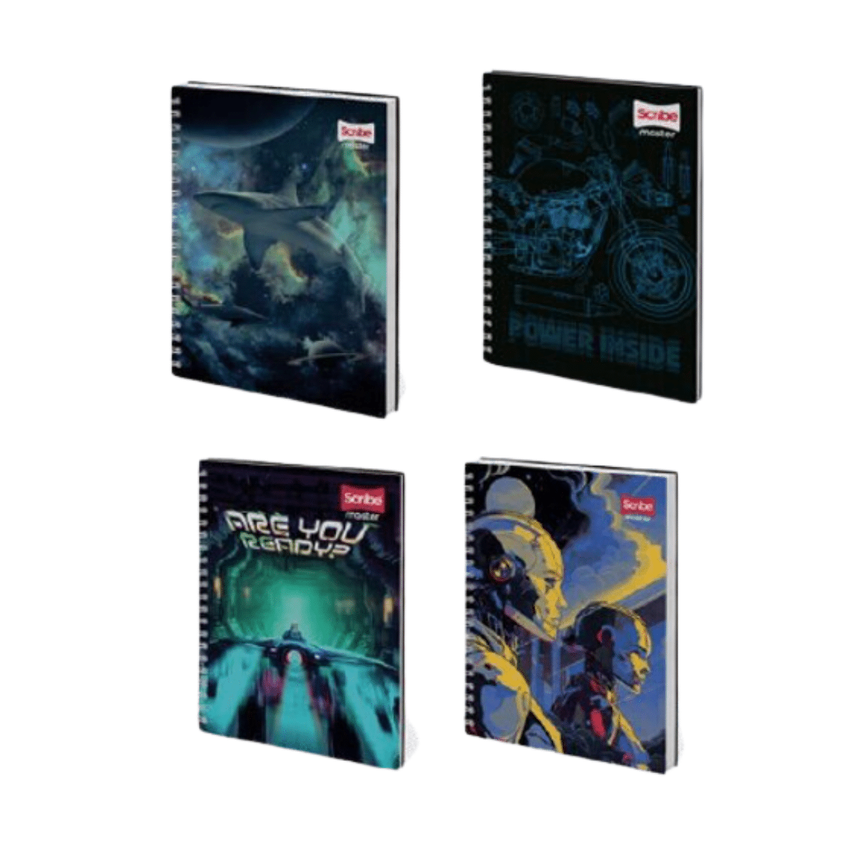 Pack 4 Cuadernos Universitario Tapa Dura Mediano Hombre Scribe 7mmx120 Hojas