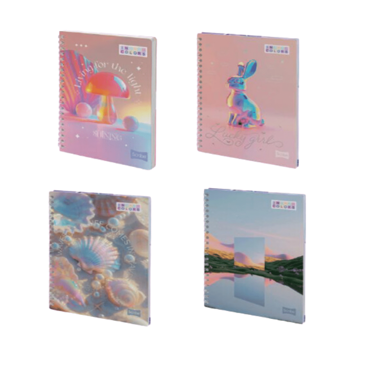 Pack 4 Cuadernos Universitario Tapa Dura Mediano Mujer Scribe 7mmx120 Hojas
