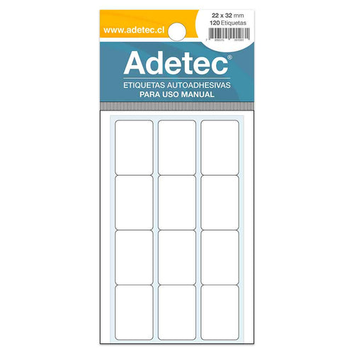120 Etiquetas Manuales Adetec Rectangular Blanca 22x32 Mm -119