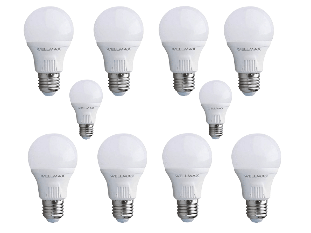 Pack 10 Ampolletas Wellmax LED 11W E27 Sec Luz Fría