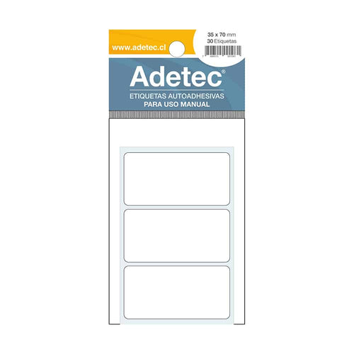 30 Etiquetas Manual Adetec Rectangular Blanca 35x70 Mm  126
