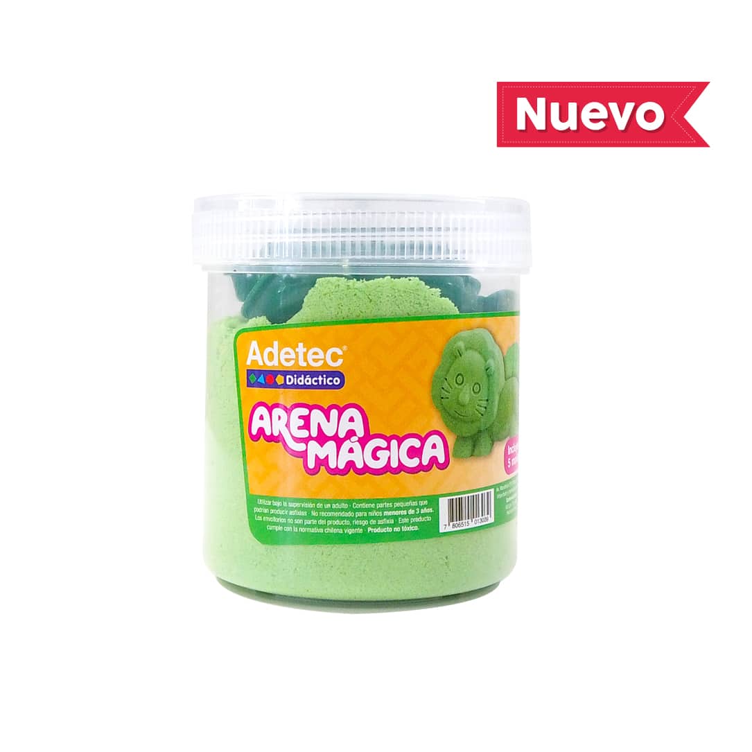 Arena Mágica Adetec de 450gr + 6 Moldes Animalitos - Verde